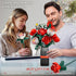 EXCOUP Set, Set 841 Flower Bouquet Building Artificial Roses Toy Building with Vase, Building Blocks Flower Brick Toys