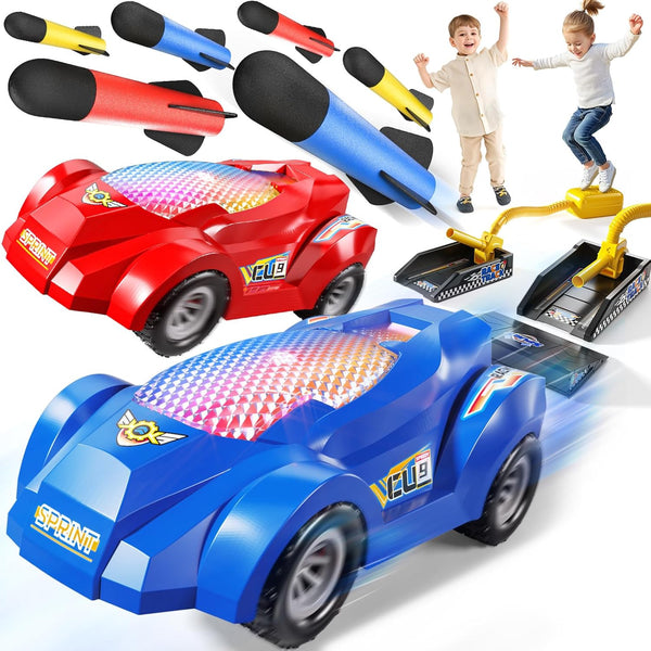 NIPLOOOW Rocket Toy Car Launcher, 2 Race Car and 6 Foam Rockets, Outdoor