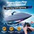 jogpun 30KMH 7 8-12 Cooling,20Mins,Low Alert,2.4Ghz,Blue RC Remote Control Boat with LED Light Modes Waterproof