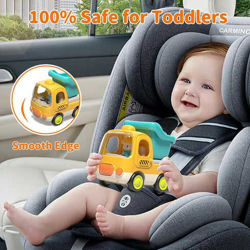 1 2 3 3 Pack Set 1-3 Baby Toys Push Cars for Year Old Friction Powered Construction Friction Vehicle Excavator Dumper