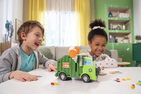 Goliath Trash Stash Game - Fill Trashcan and Watch It Dump Into Garbage Truck, Ages 4 and Up, 2-4 Players