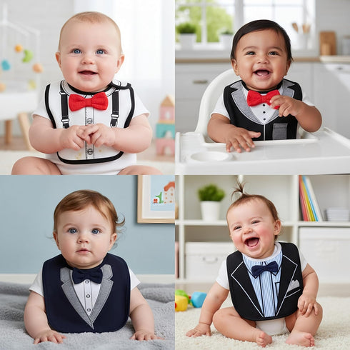 FANCYBIBS Pack Baby Toddler Infant Boys Girls Drool Drooling Bibs Bowtie Tuxedo Bow Neck Tie Burp Cloths Unisex