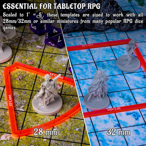 Area of Effect Spell Templates Set of 15, Acrylic AOE Damage Marker Tabtop RPG Gaming Accessories for D&D