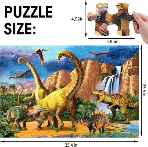 Kids,48 3-5,Easter 4-8 Jumbo Floor Puzzle for Piece Waterfall Dinosaur Large Jigsaw Puzzles, Fun Preschool Educational