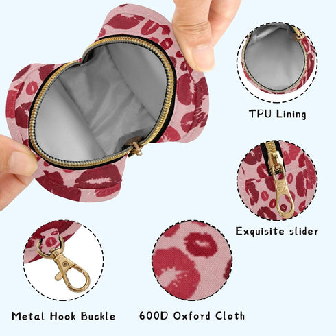 PYBUG Lip Round Pacifier Storage Case, Polyester & TPU Lined with Hook Buckle, Pacifier Container Box for Baby, Fashion