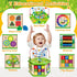 Wooden Activity Cube for 12-18 Month Boys & Girls - 7-in-1 STEM Montessori Learning Toys, Ideal 1st Birthday Gift (Pink)