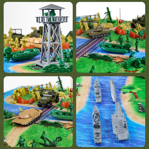 3-12, 124 Playset Army Men Military Toys for Boys Age Pcs Plastic Army Men - Army Men Action Figures with Toy Soldiers