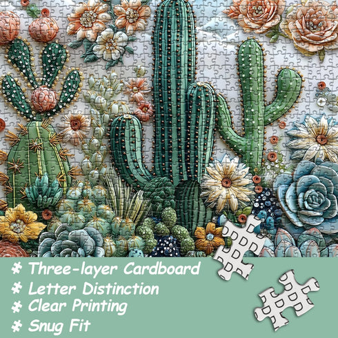 PICKFORU Puzzle1000 Cactus Puzzle for Adults, Unique Succulent Flower Plant Puzzle, Floral Nature Art Pieces