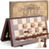 15'' Set Package, Set AMEROUS Magnetic Wooden Chess for Adults Kids - with Folding Board, Gift Pieces Storage Slots