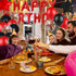 Red Black Birthday Party Decoration Kit - Happy Birthday Banner, Latex Balloons, Fringed Curtain, Confetti