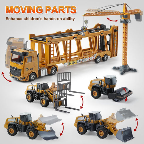 Set 1:40 1:55 Bulldozer, Construction Trucks Toy Alloy Inertia Driving & Simulation Model Toys, Including Forklifts