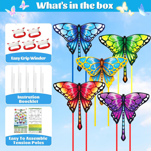 Easy to Fly Kite for Kids & Adults, Large Butterfly Kites with String for Outdoor Toys and Birthday Gifts