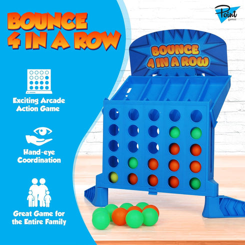 Point Games Bounce 4 in a Row - Travel Friendly Classic Board Game for Boys and Girls