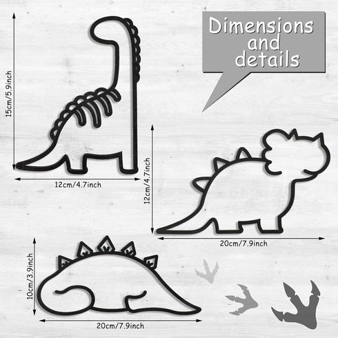 3 Pcs Dinosaur Wall Decor Dino Geometric Wooden Wall Art Nursery Room Decorations for Baby Boys Girls Toddlers Kids