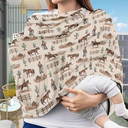 Car Seat Cover Baby Car Cover Western Cowboy Breastfeeding Cover Stretchy Scarf Infant Carseat Canopy for Stroller,High