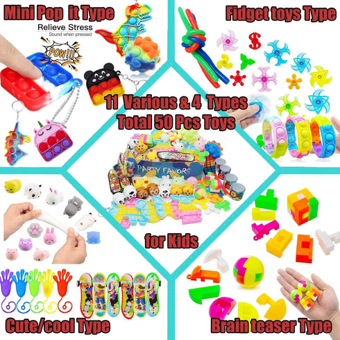 112 PCS Pop Party Favors Toys for Kids, Premium Fidget Toys, Assortment Pinata Stuffers, Goody Bag Fillers