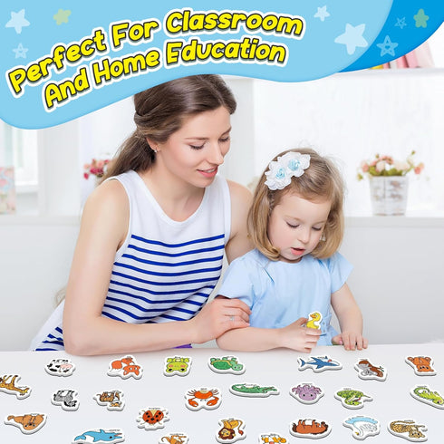 40 Animal Fridge Magnets for Toddlers, Educational Foam Refrigerator Magnets for Kids Learning Activities
