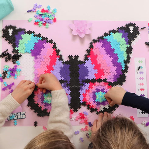 Plus-Plus: Puzzle by Number - Butterfly - 800 Piece Color to Number Matching, Interlocking Mini Blocks, Construction