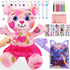 DRAWMYTOY Stuffed Animal Coloring Plush Toy Bear with 20 Washable Markers Laser Holographic