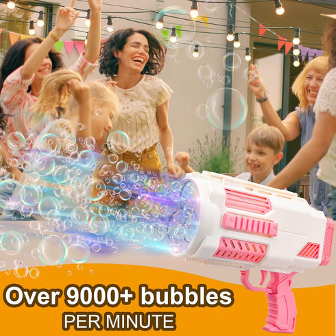 Upgraded Bazooka Bubble Gun, No Dip Bubble Machine Gun with Light for 9000+ Bubbles Per Min Outdoor Fun