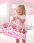 2 17-22 Inch BABESIDE Pcs Reborn Baby Doll Accessories, Pink Floral Baby Doll Bassinet with Pillow and Built
