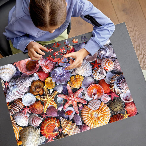 500 Pieces Jigsaw Puzzles for Adults, Colorful Beach Shells, Recycled Paper, Glossy, Sturdy Pieces, Great Gift Idea.