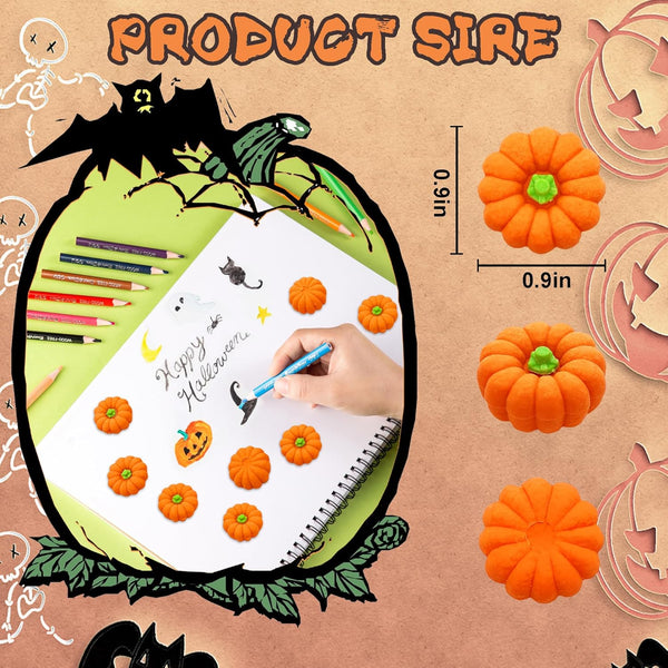Pumpkin Erasers for Kids, 70pcs Halloween Mini Erasers Bulk for Classroom Prizes, Game Reward, Goody Bag Filler