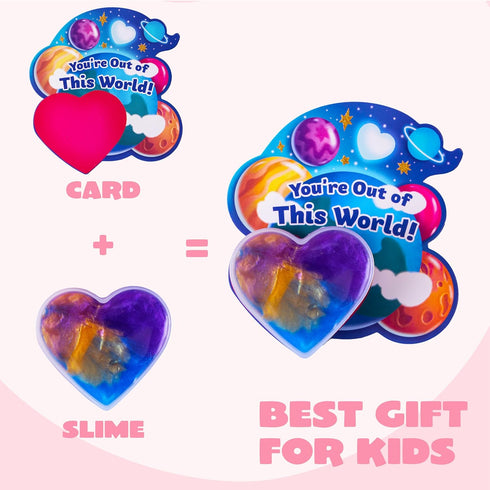 30 JOYIN PCS Valentine Day Gift Cards with Galaxy Slime Stress Relief Fidget Toys for Kids Classroom Exchange Prizes