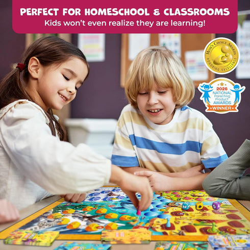 5-7 5+ 1st-3rd Clever Fox Play Number Hunter Math Board Game Addition & Subtraction Math Game for Kids Year Old Fun