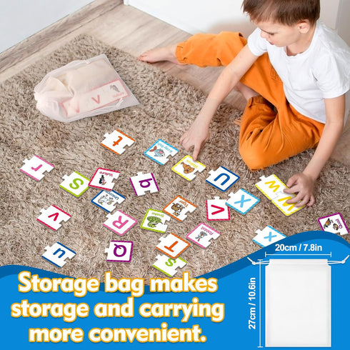 Alphabet Puzzle Cards - ABC Learning Toys for Toddlers, Matching Letter Game for Preschool Activities