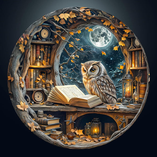 Masseruon 1000 Piece Puzzle for Adults, 26.6 * 26.6in Moonlit Owl Puzzle
