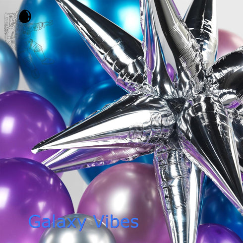 Chrome Purple and Blue Balloon Garland Arch Kit: 130Pcs Double Stuffed Lilac Silver Metallic Balloons for 2024
