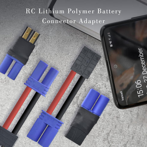 2 Pair RC LiPo Battery Connector Adapter for TRX/Traxxas Lipo Battery Plug to EC5 Male Female Connectors
