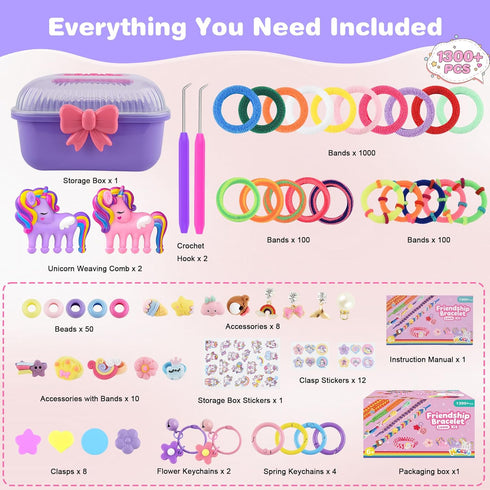 8-12, 1300+PCS 2 6 7 8 9 10 11 12 Nicella Bracelet Making Kit Gifts for Girls Ages Weaving Loom Kit Toys, Kids DIY