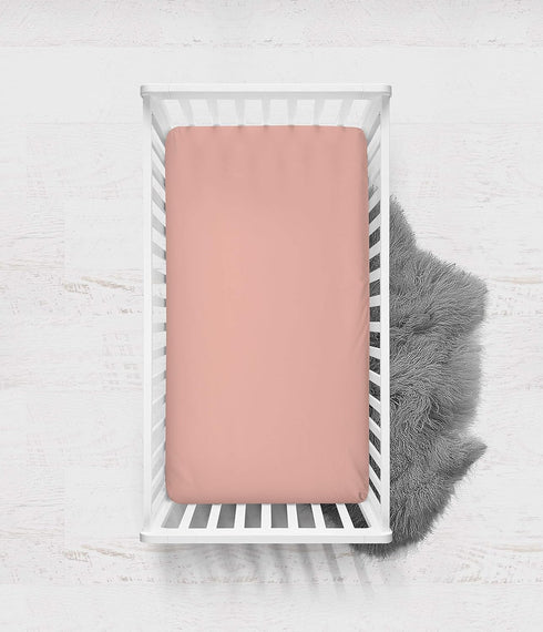 100% 100% 28 52 Cotton Crib Fitted Sheet - Olivia Tribal Solid Coral - Silky Soft Breathable Cotton Percale Baby Sheets