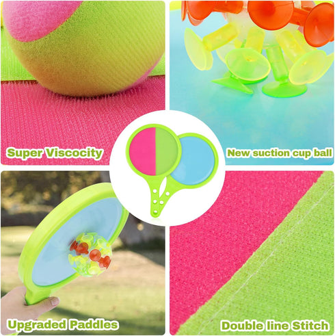 Set 3+ Sets Summer Toss and Catch Game for Kids: Toss and Catch Ball - Outdoor Catching Balls Paddle Toys for Ages
