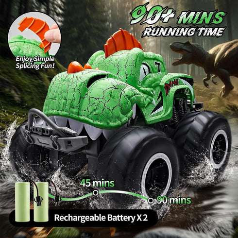 1:20 4-7, 2.4GHz 2 360 3-5 Monster Truck Toys, Waterproof Dinosaur Monster Trucks for Boys Age All Terrain RC Cars