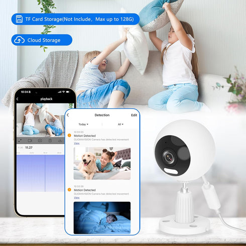 GUOANVISION 5G IP66 24/7 2 Pack Cameras for Home Security Indoor/Outdoor Camera for Dog/Cat/Pet/Nanny/Baby, Baby
