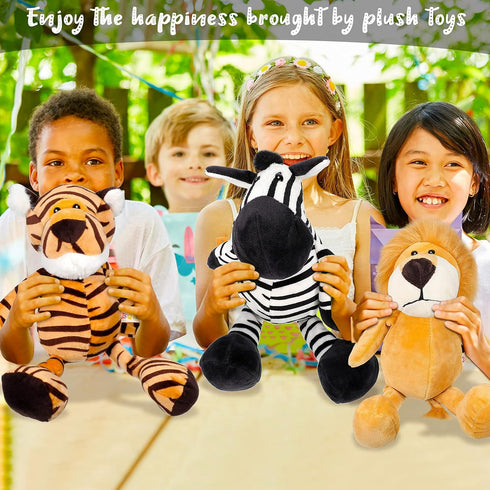 5 Pieces Safari Stuffed Animals Toy Set, 11.8 Inch Wild Animals for Boys, Girls, Adults