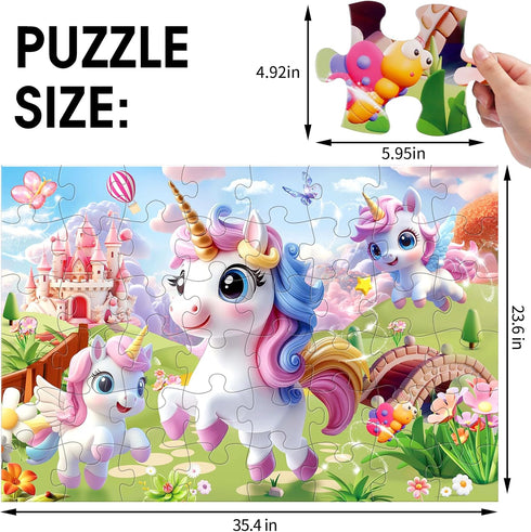Kids,48 3-5,Fun 4-8 Jumbo Floor Puzzle for Piece Unicorn Large Jigsaw Puzzles,Puzzle for Toddler Ages Educational
