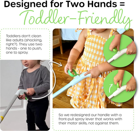 35 Set Quiggly Toddler Spray Mop Two-Handed Design for Ages with Real Water Sprayer Montessori Functional Cleaning Toy