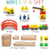 Wooden Train Sets for Boys 2-7, 38 Pcs Wood Train Set with Crane, Bridge & Tracks for 3 Year Olds