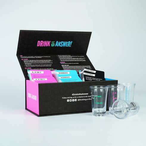 Drink is The Answer Trivia Game - Bubblegum Stuff Drinking Game for Adults, Party Game with Pour Answers