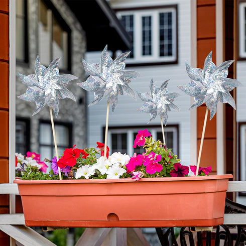 10 Pack Reflective Pinwheels for Yard and Garden, Wind Spinners Outdoor Bird Scare Devices, Sparkly Windmills for Garden Decor Scare Birds Away Garden Wind Spinners for Outside Patio Garden