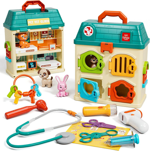 Lehoo Castle Veterinarian Playset for Kids, Pet Vet Toys Doctor Kit for