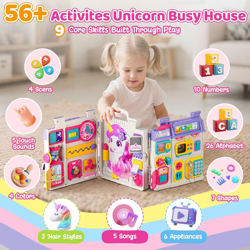 1 1 2 56+ 1-3 1+ Nicella Busy Board for Year Old Girl Gifts, Montessori Toys for Year Old - Activities Bilingual Music