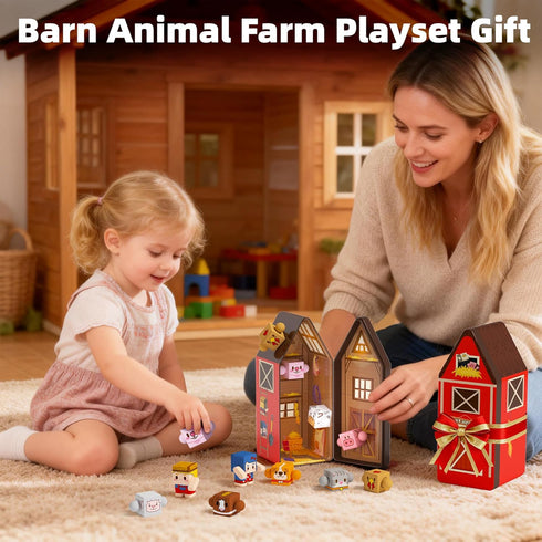 Set 3+ GobiDex Magnetic Farm Figures with Animals & People, Portable Tin Box for Role Play & STEM Education, Travel Toy