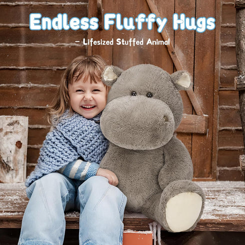 36", BENINY Giant Humongous Hippo Stuffed Animals Oversized Toy Plush Pillow Gift for Kid, Gray