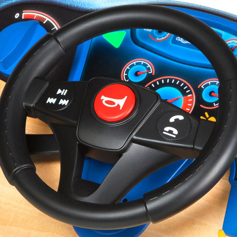 Melissa & Doug Vroom & Zoom Interactive Wooden Dashboard Steering Wheel Pretend Play Driving Toy