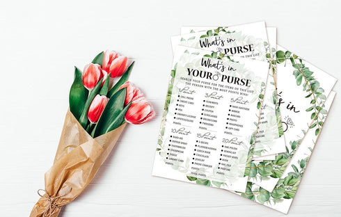 Bridal Shower Game Cards, Tropical Jungle Theme Engagement Party Cards, Set of 30 Cards (Leaf011)